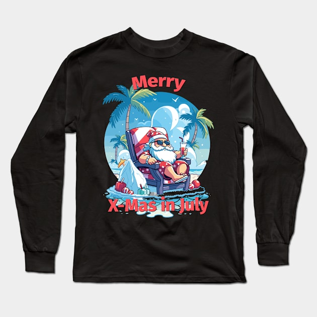 Summer Claus | "Christmas in July" T-Shirt Long Sleeve T-Shirt by Indigo Lake